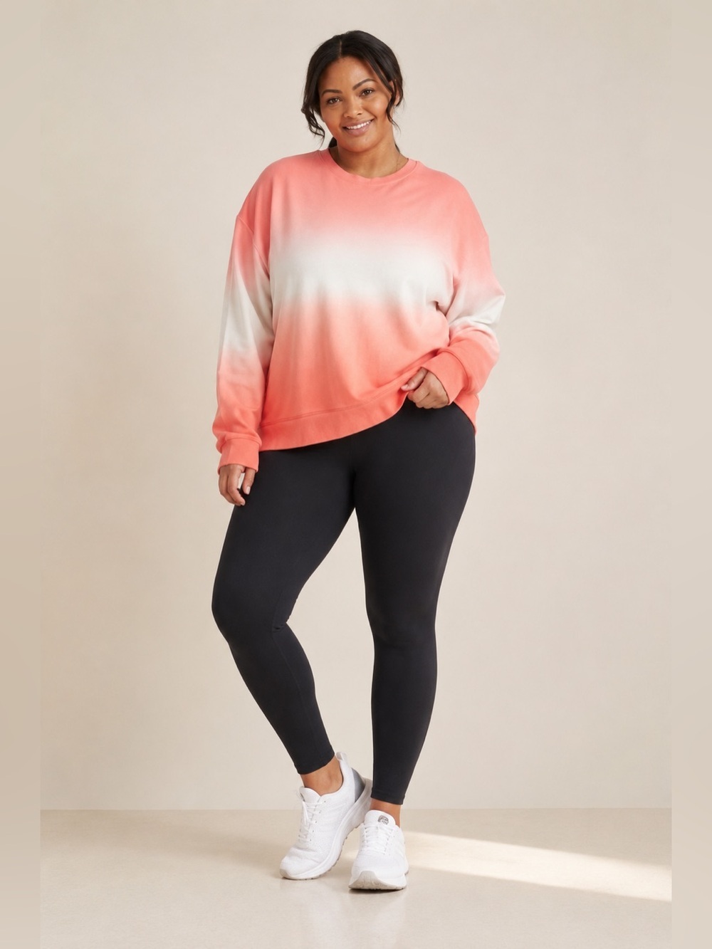 🌸 All in Motion Ombré Crewneck Sweatshirt XL Peach Coral Pullover